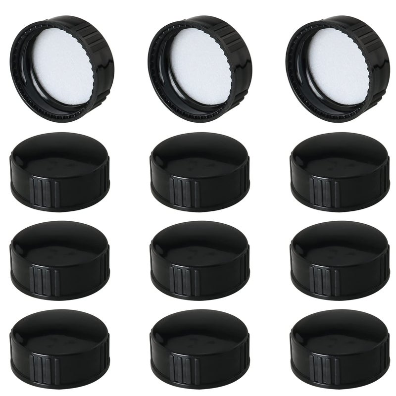 MEETOOT 12pcs Phenolic Resin Cover 28 Threads 28mm Black Poly Seal Screw Caps for Daily Chemicals, Food, Cosmetics Bottles - Image 1